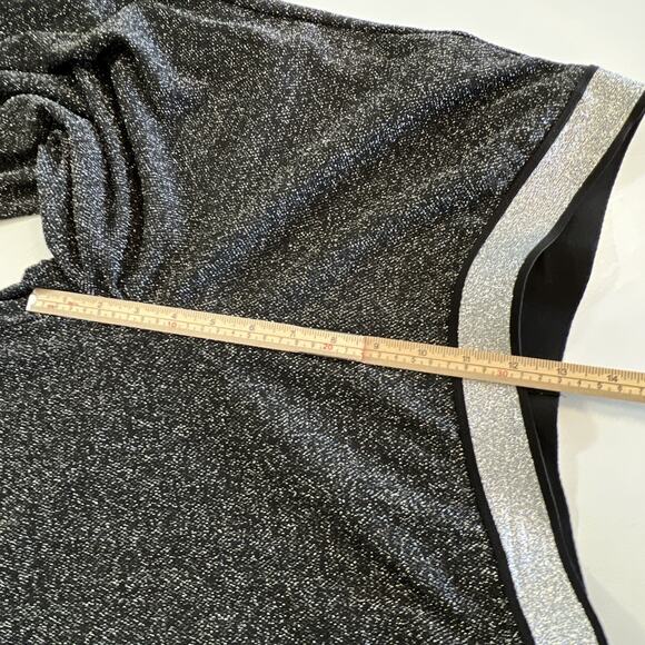 Melissa Paige Wide Leg Pants Pull On Black Silver Womens Medium Glitter Sparkle - Picture 7 of 16